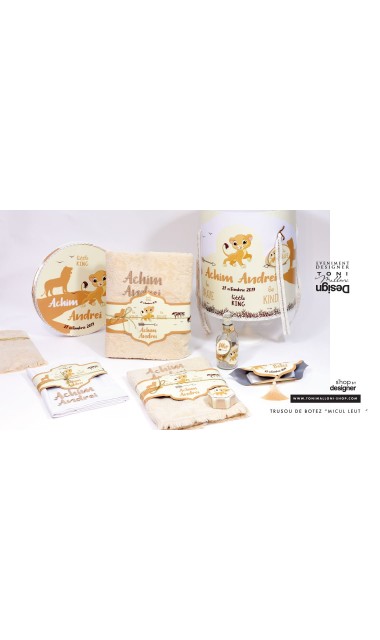 Trusou botez cu leu, brodat de inspiratie exotica, jungla, animale Micul Pui Leu 26